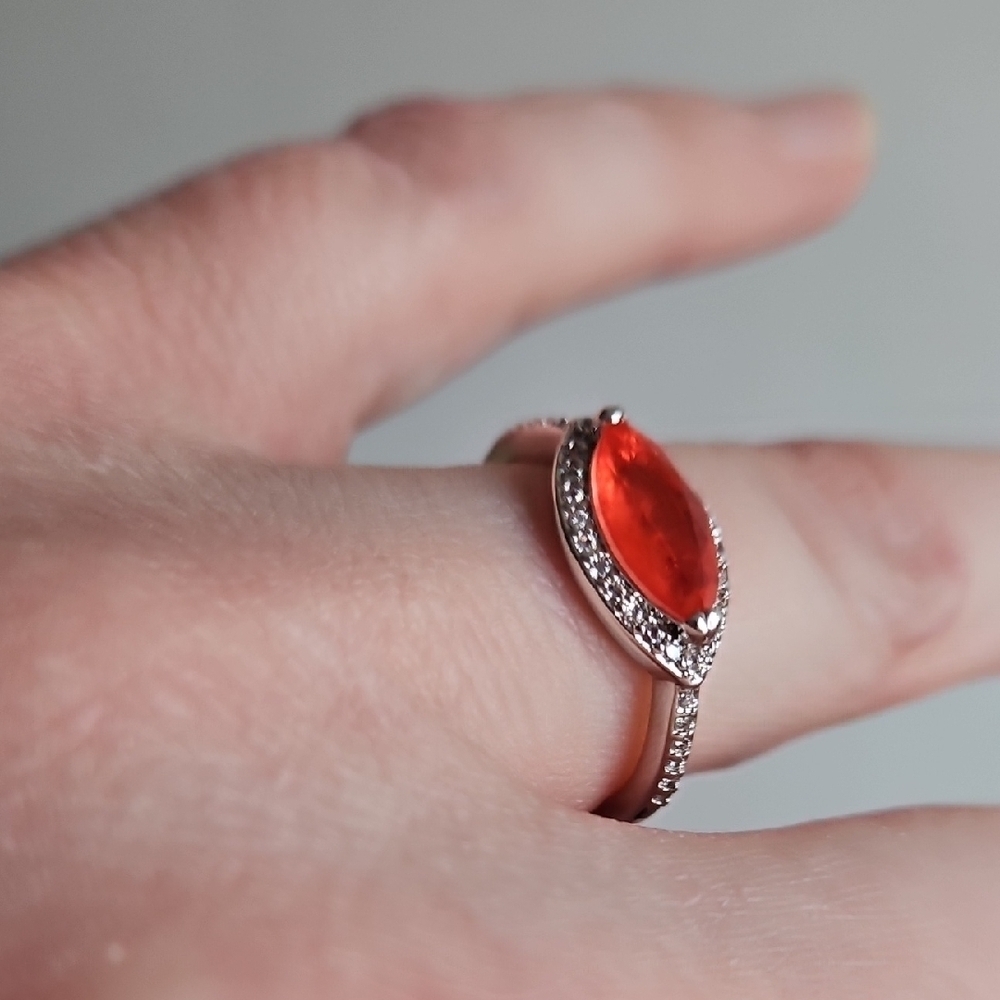 Silver, Carmelian & Quartz Gemstone Ring, New In Package, Sz 6 NWT